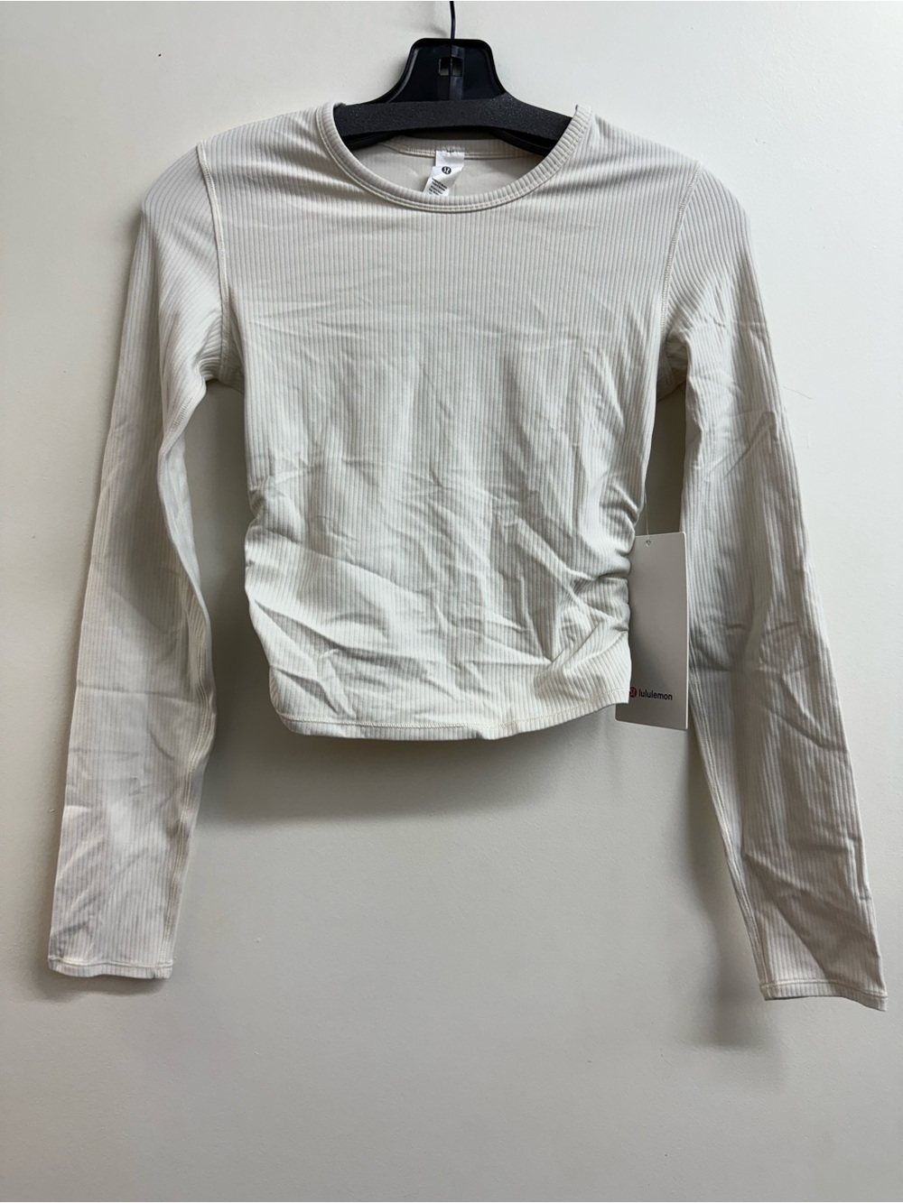 LuluLemon All It Takes Rib Twist Long Sleeve in Light Ivory